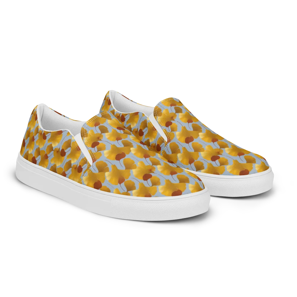 Golden Fan on Women's Slip-On Canvas Shoes — Right Front