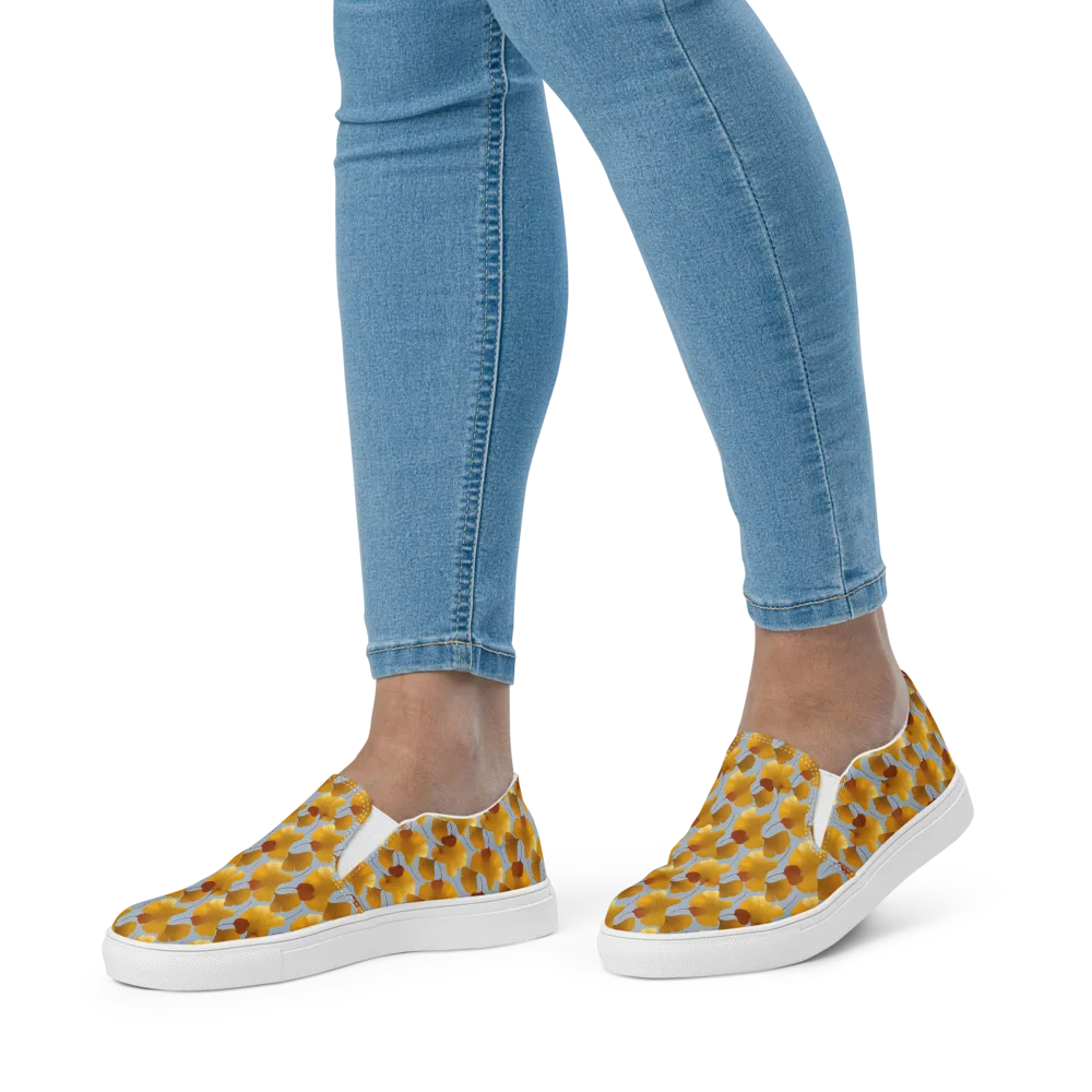 Golden Fan on Women's Slip-On Canvas Shoes — Front