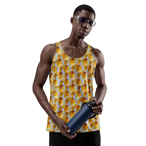 Golden Fan on a Men's Tank Top