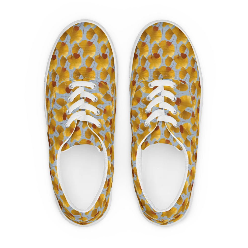 Golden Fan on Men's Lace-Up Canvas Shoes — Front