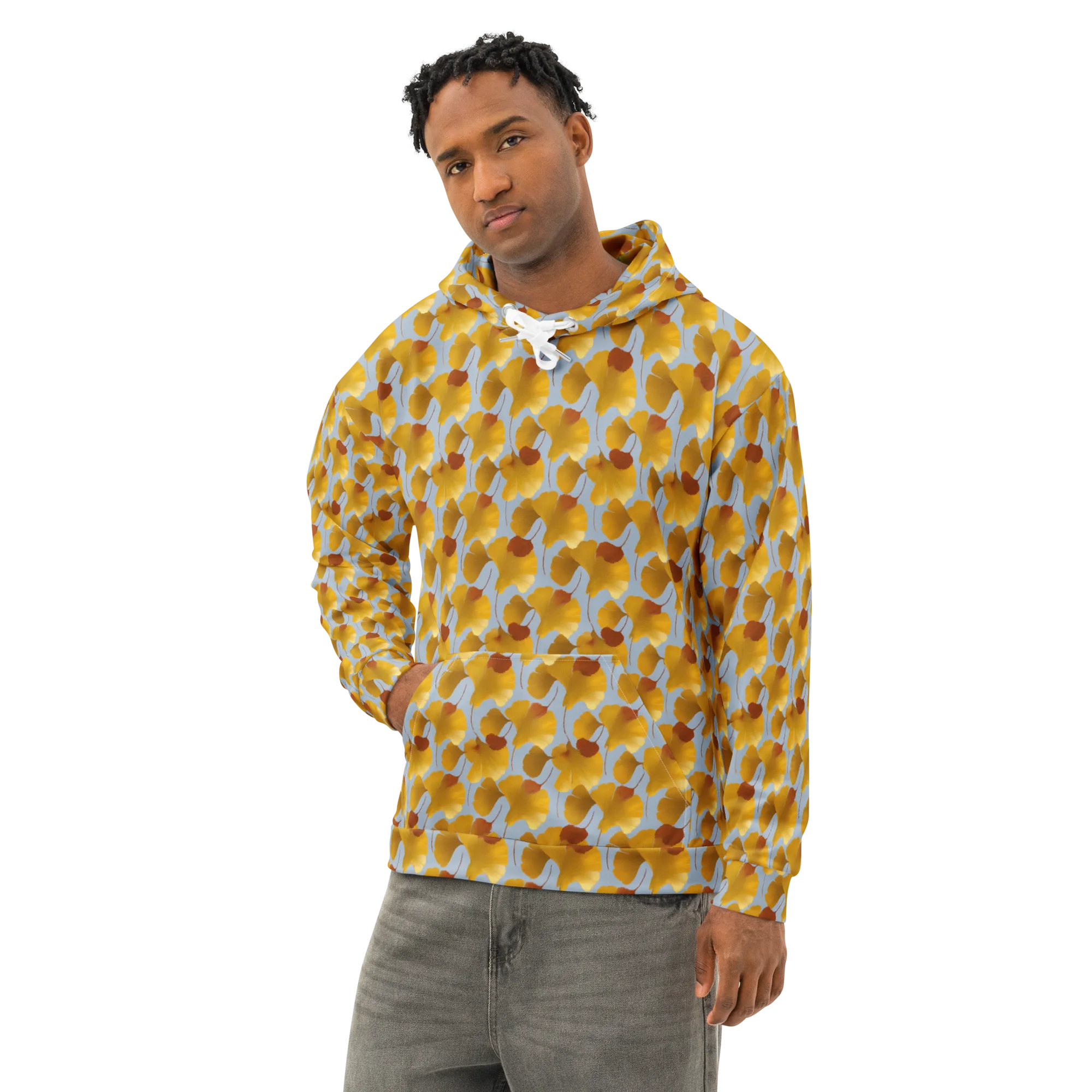 Golden Fan on Cotton Hoodie — Left Front