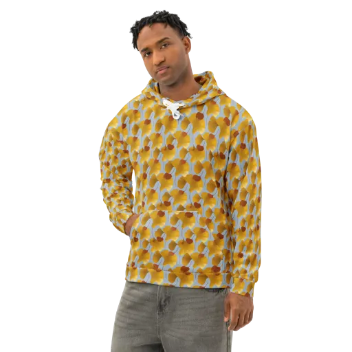 Golden Fan on a Cotton Hoodie