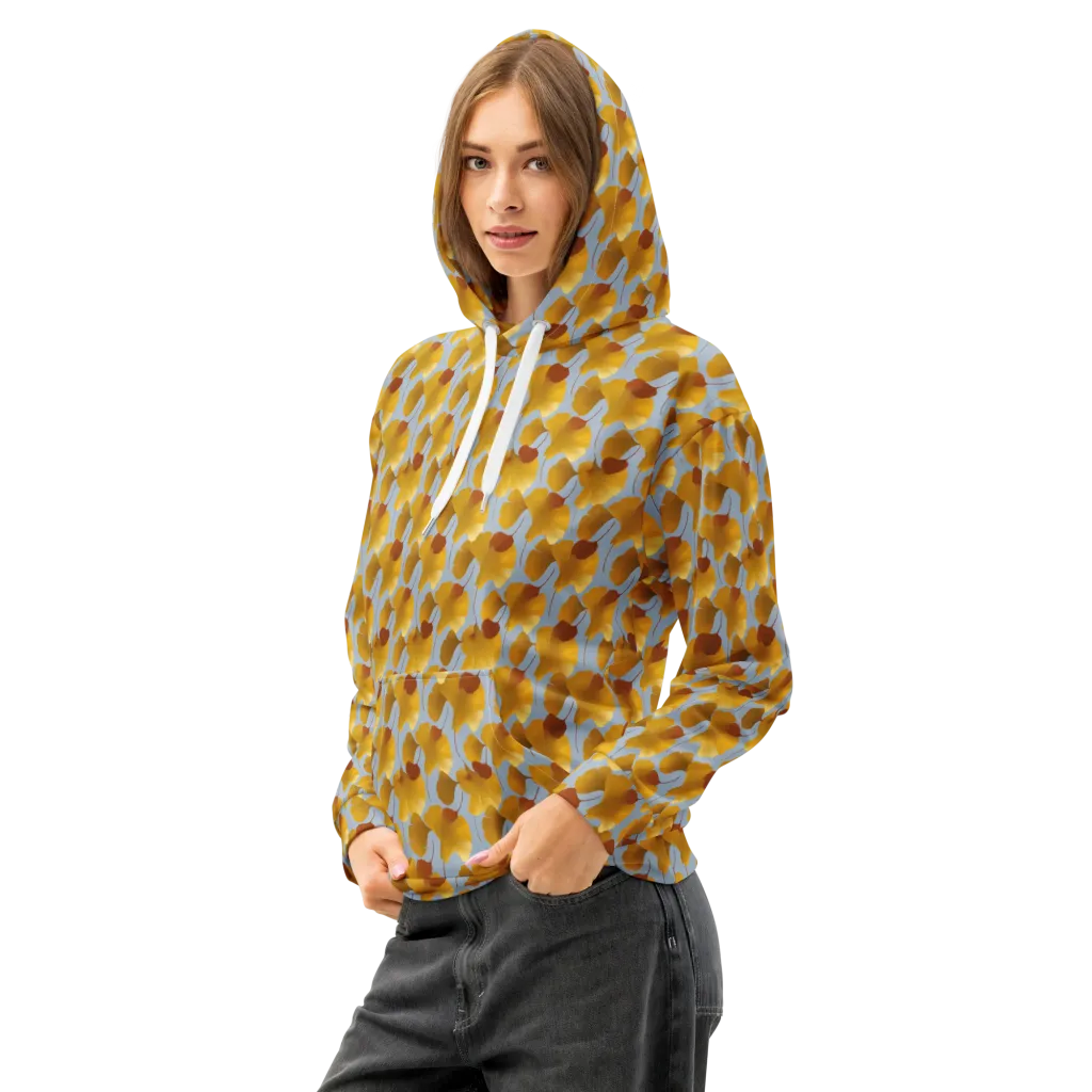 Golden Fan on Cotton Hoodie — Left Front