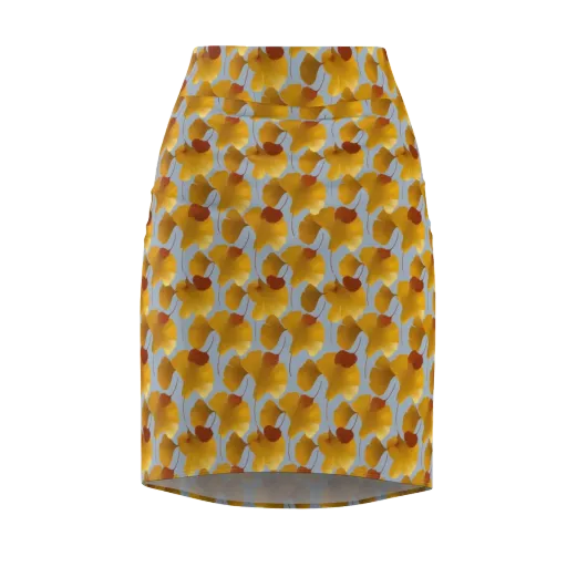 Golden Fan on a Pencil Skirt