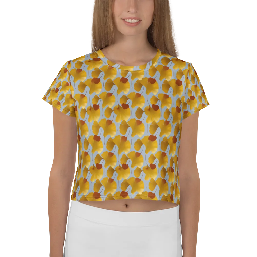 Golden Fan on Crop Tee — Front