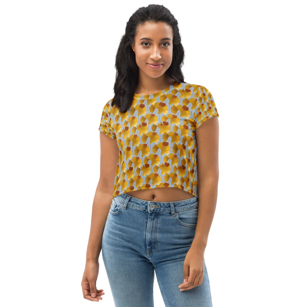Golden Fan on Crop Tee — Front