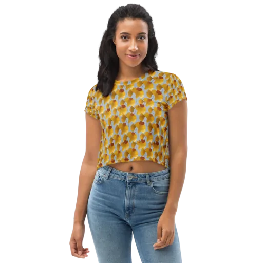 Golden Fan on a Crop Tee