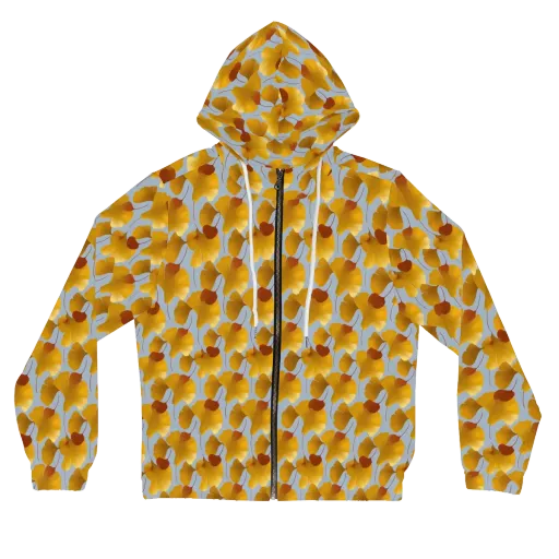 Golden Fan on a Women's Full-Zip Hoodie