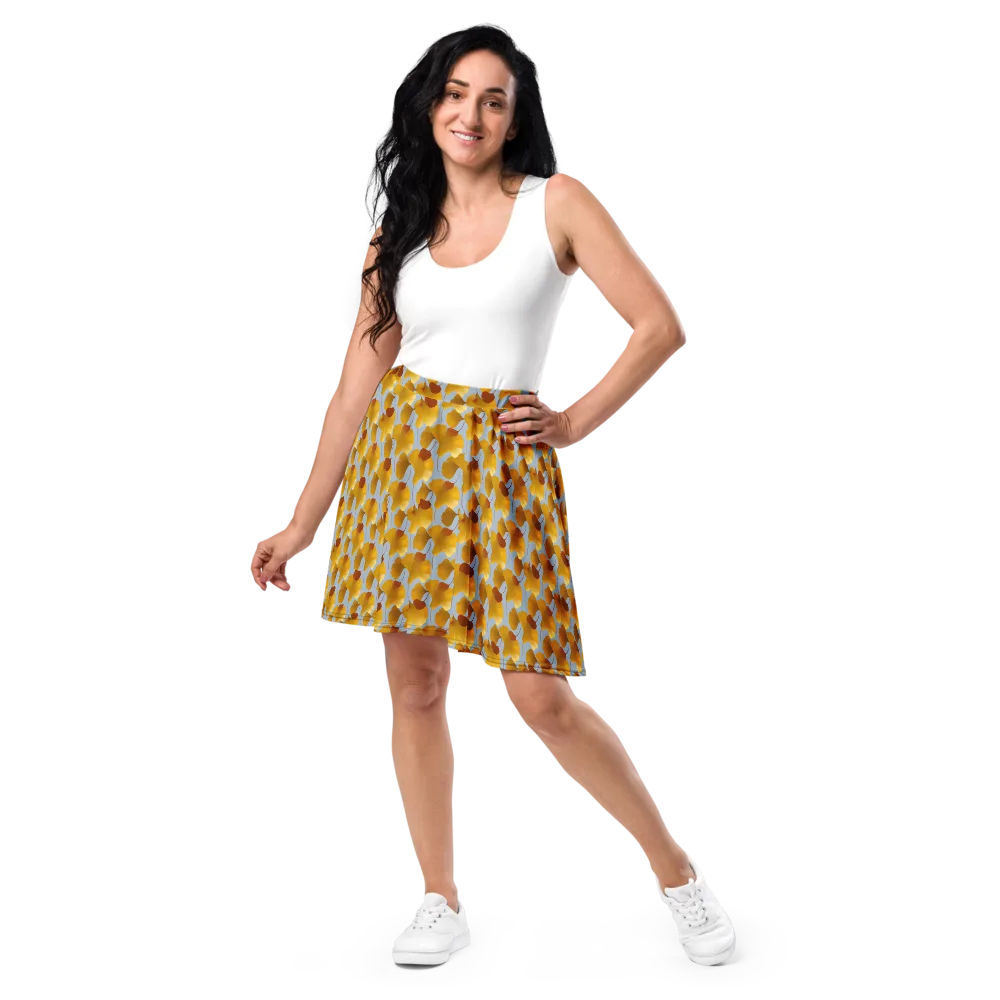 Golden Fan on Skater Skirt — Front