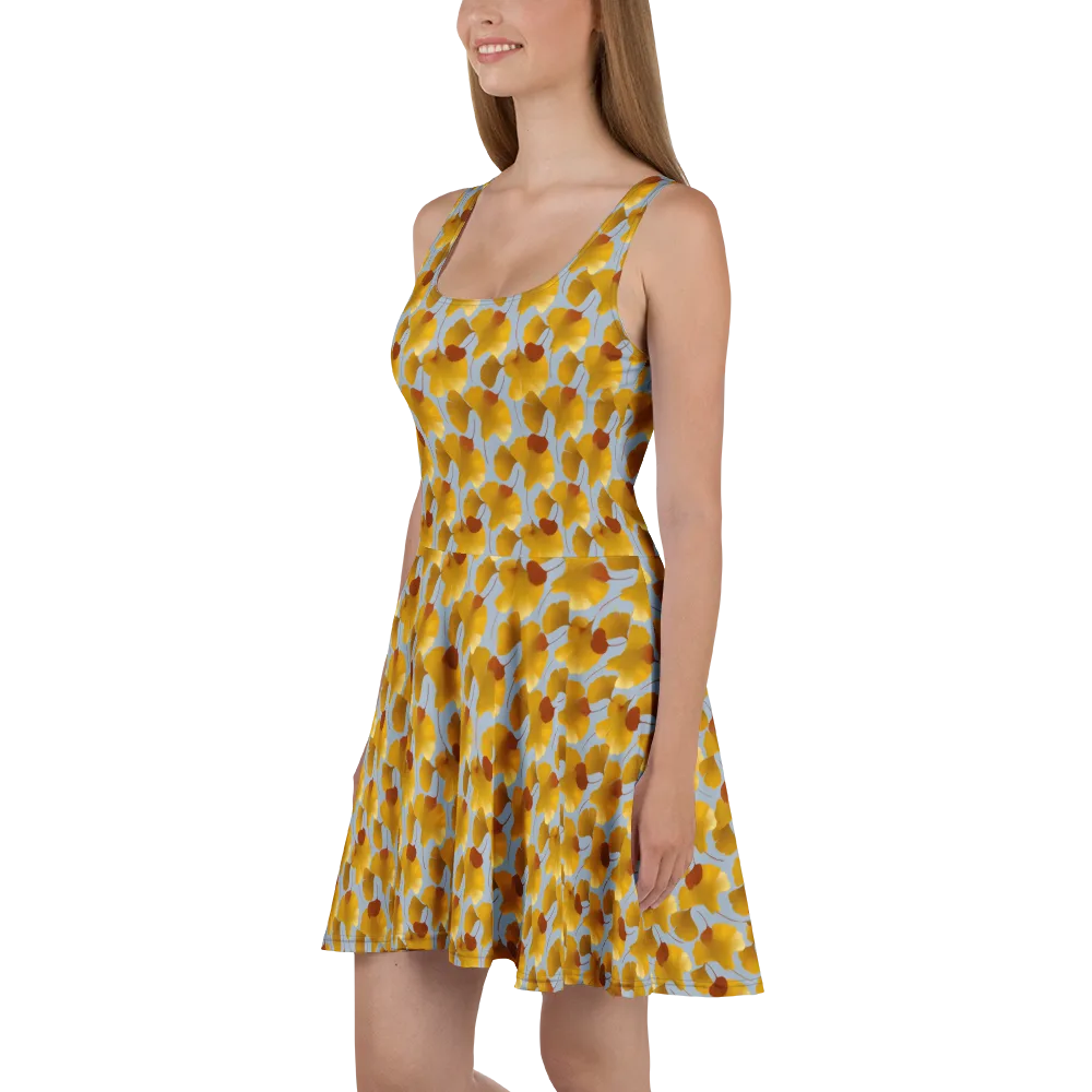 Golden Fan on Skater Dress — Left