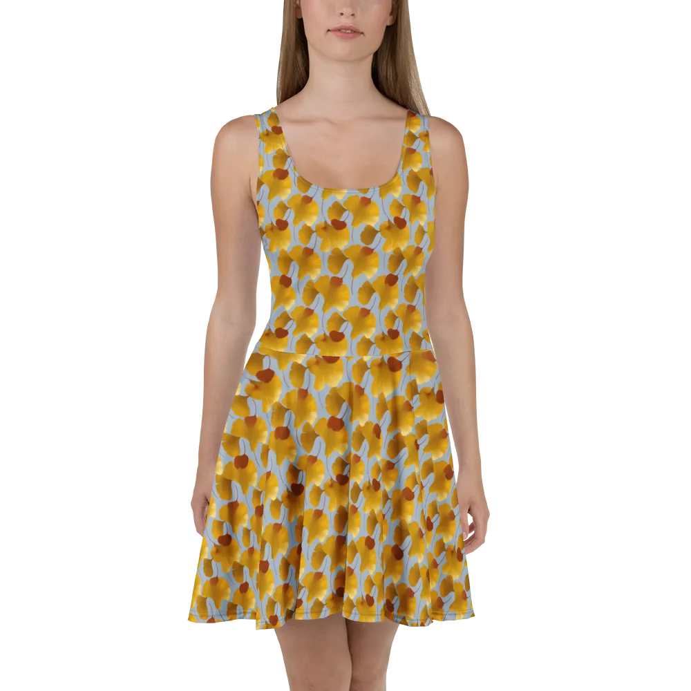Golden Fan on Skater Dress — Front