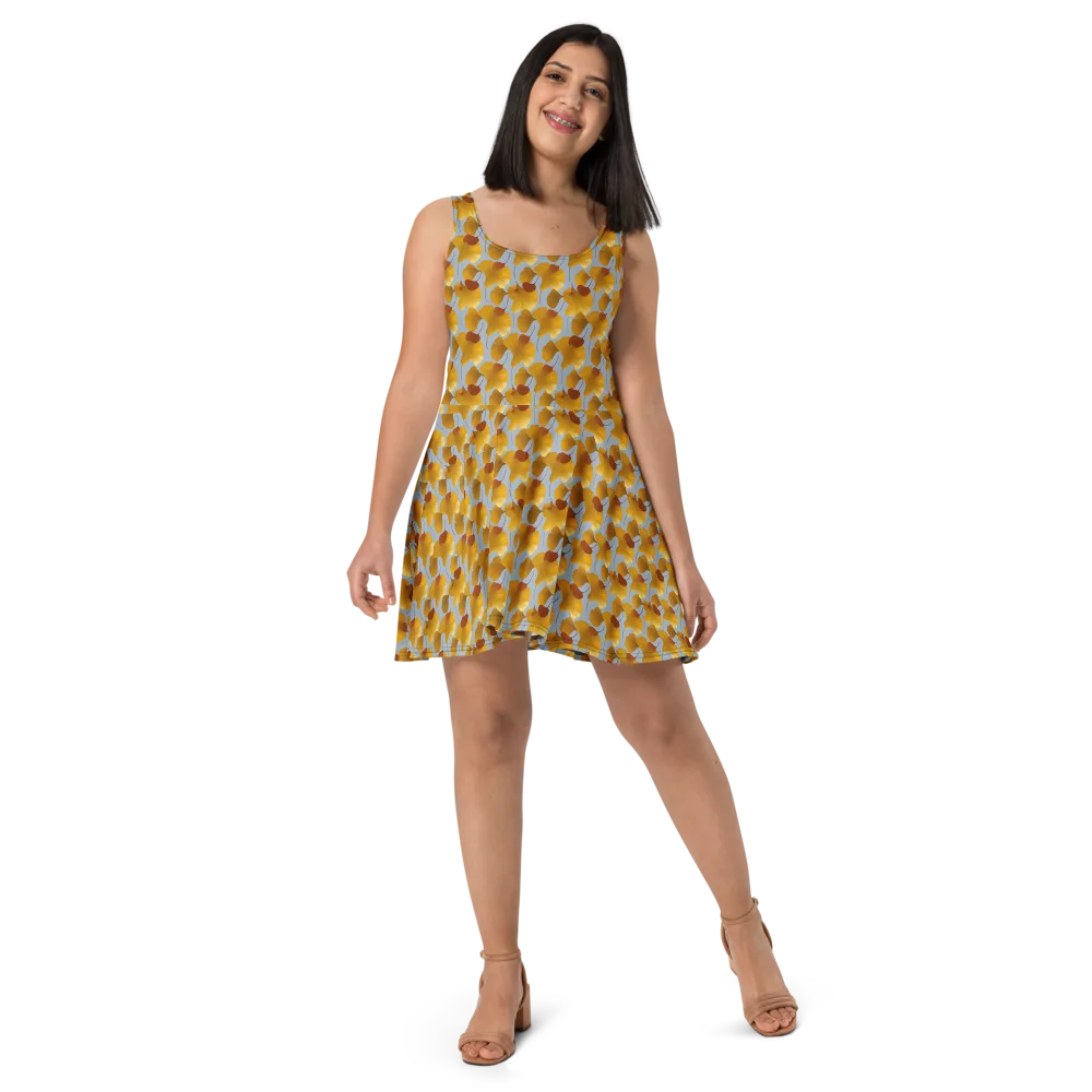 Golden Fan on Skater Dress — Front