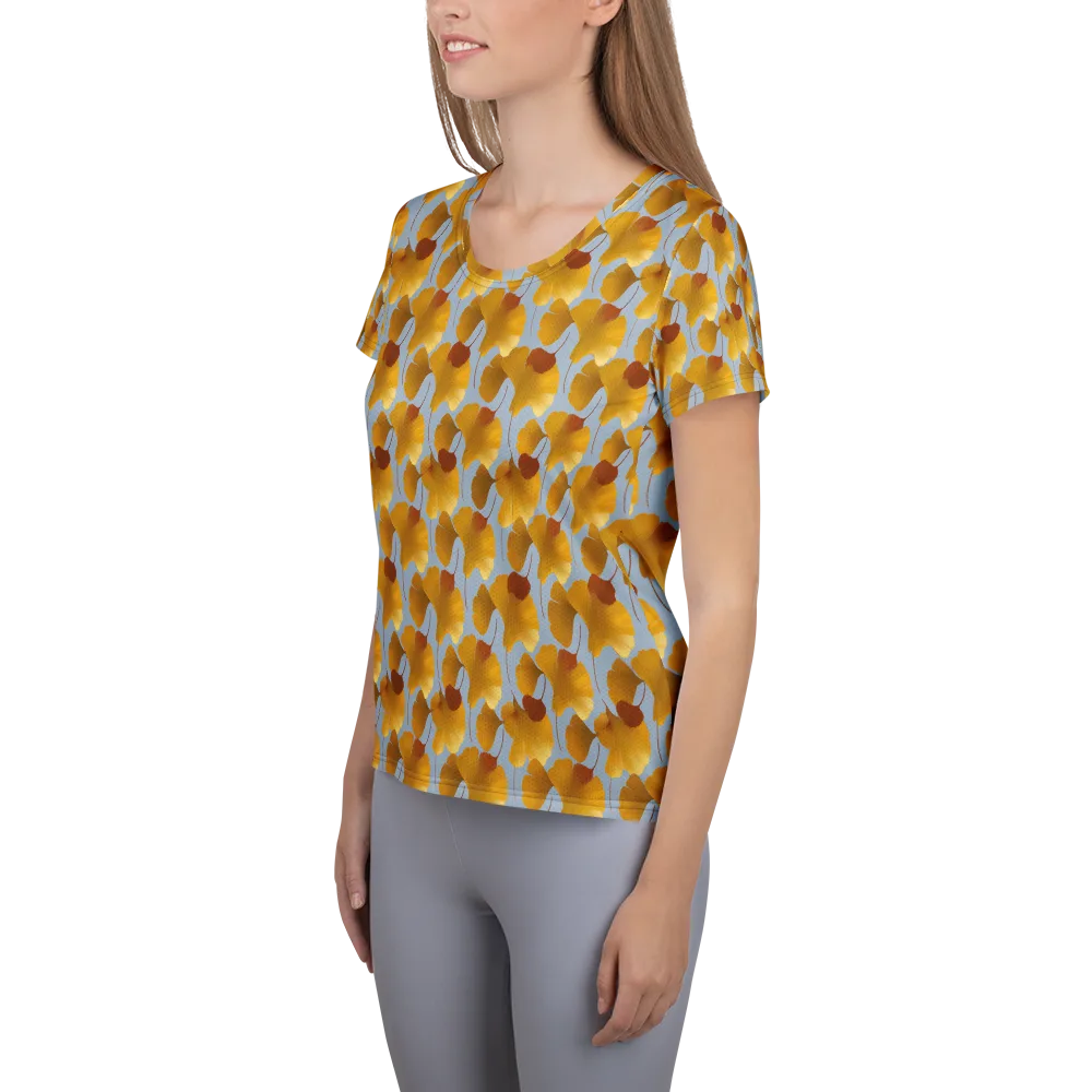 Golden Fan on Women's Athletic T-Shirt — Left