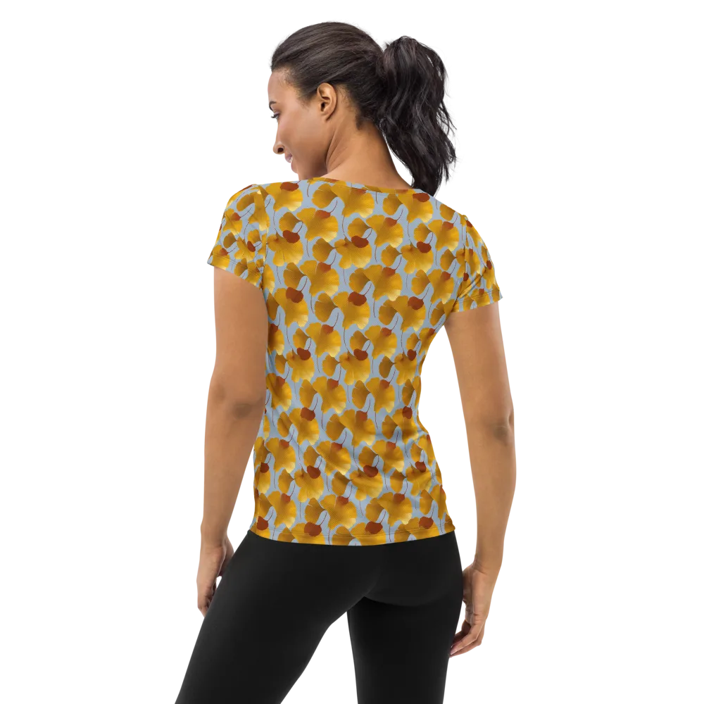 Golden Fan on Women's Athletic T-Shirt — Back