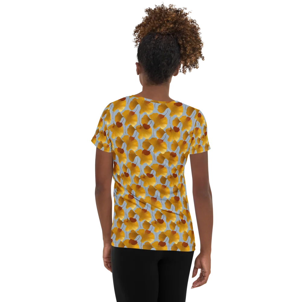 Golden Fan on Women's Athletic T-Shirt — Back