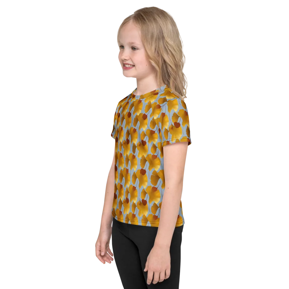 Golden Fan on Kids Crew Neck T-Shirt — Left