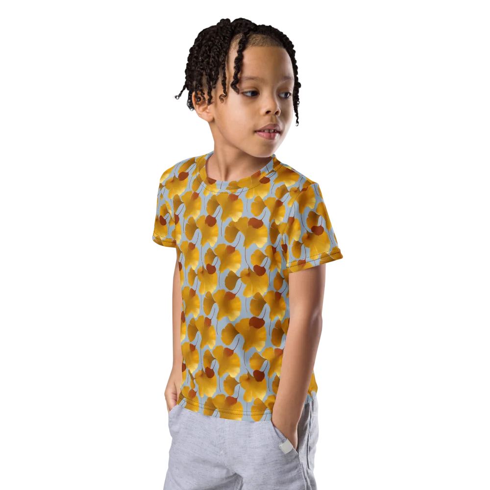 Golden Fan on Kids Crew Neck T-Shirt — Left Front