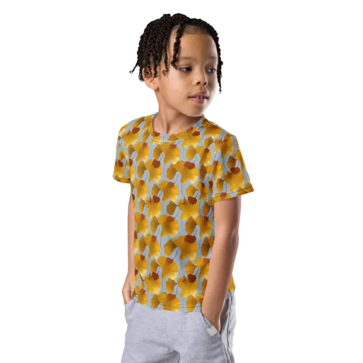 Golden Fan on a Kids Crew Neck T-Shirt