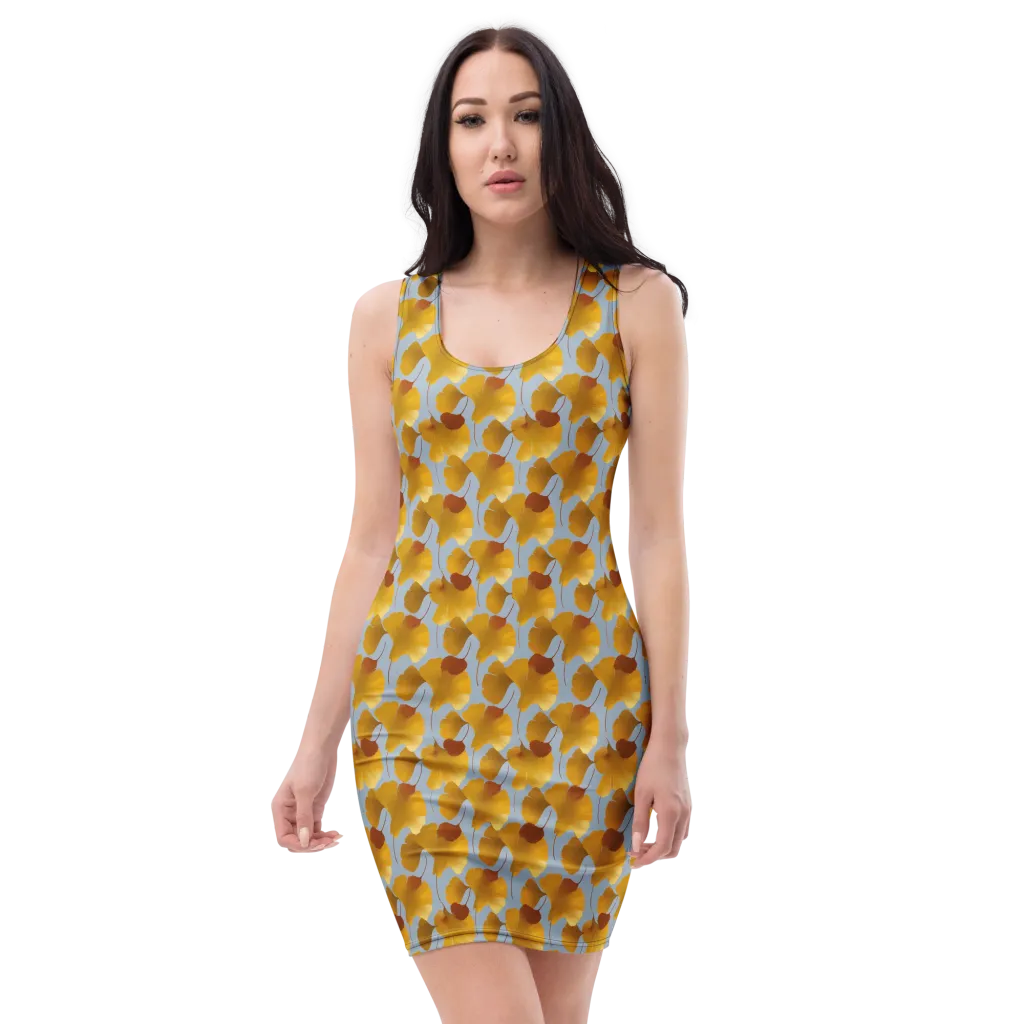 Golden Fan on Bodycon Dress — Front