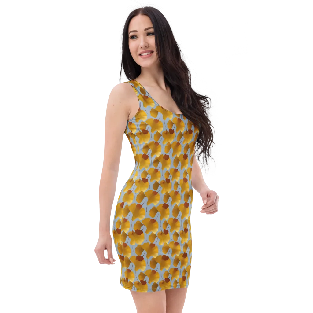 Golden Fan on Bodycon Dress — Right Front