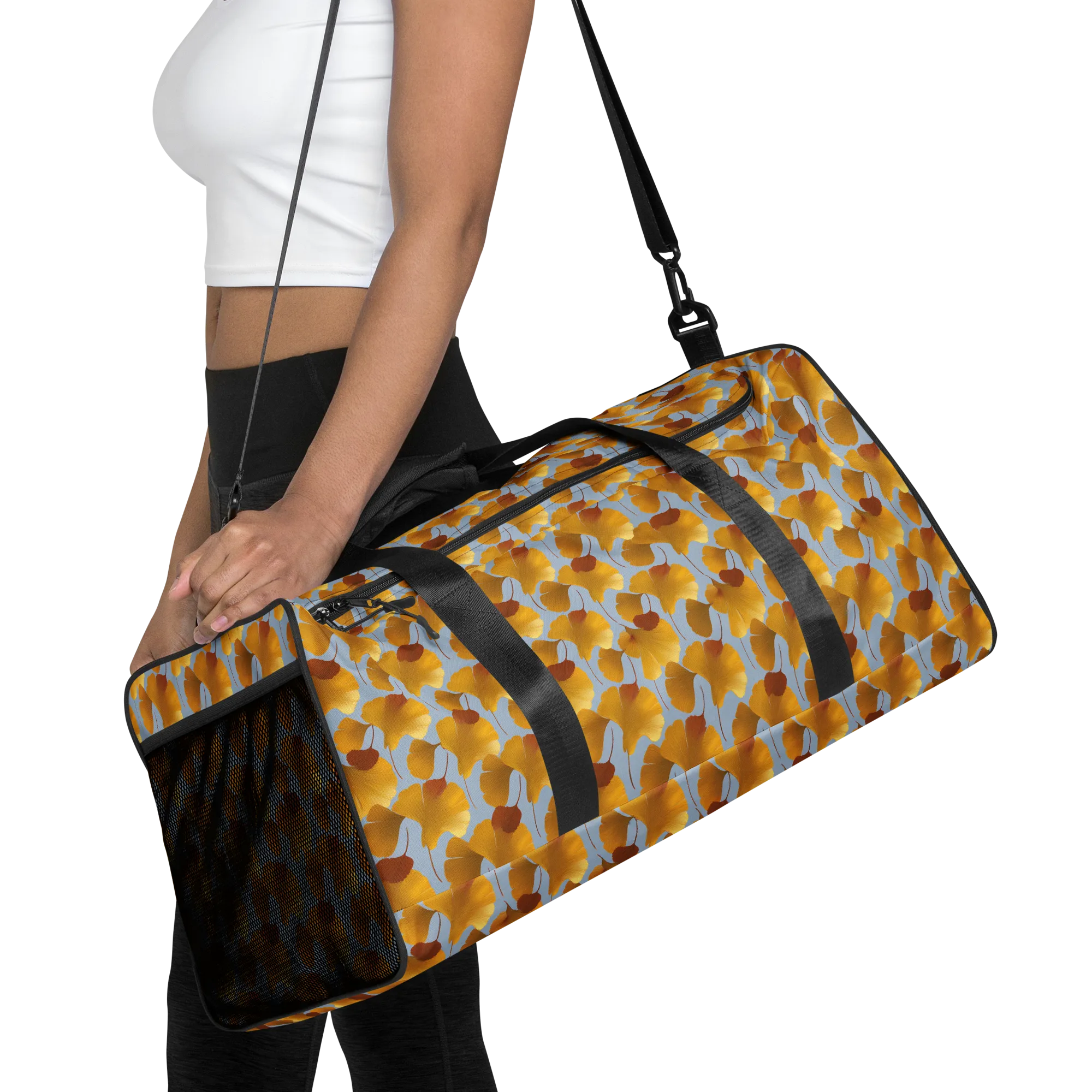 Golden Fan on Duffle Bag — Front
