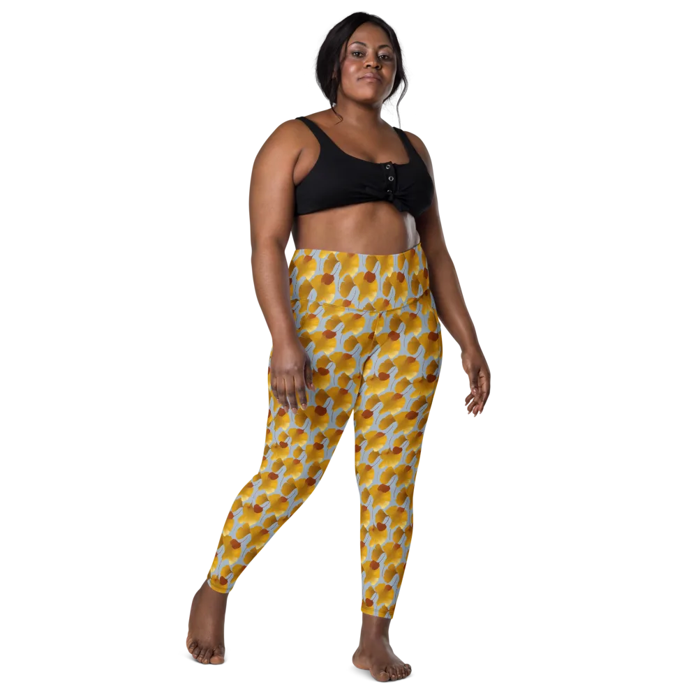Golden Fan on Leggings with Pockets — Front