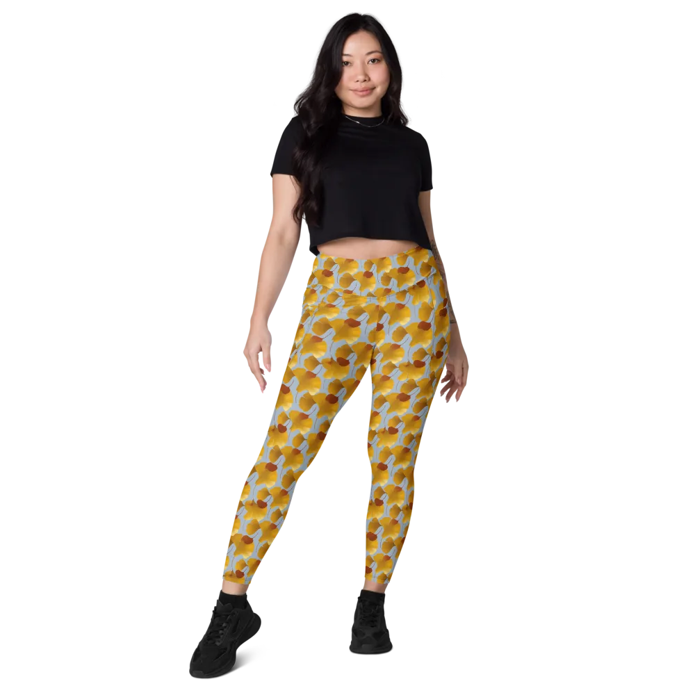 Golden Fan on Leggings with Pockets — Front