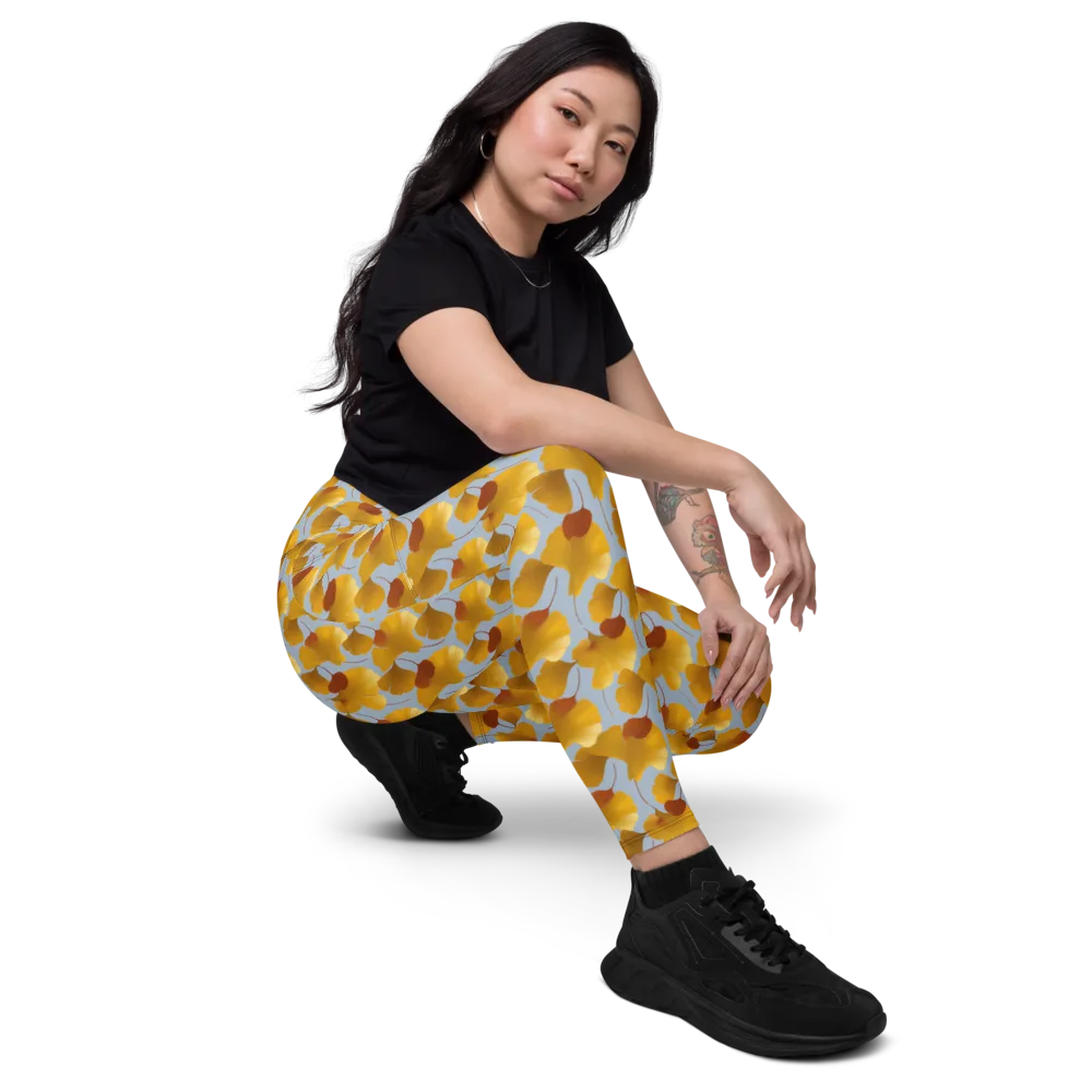 Golden Fan on Leggings with Pockets — Right Front