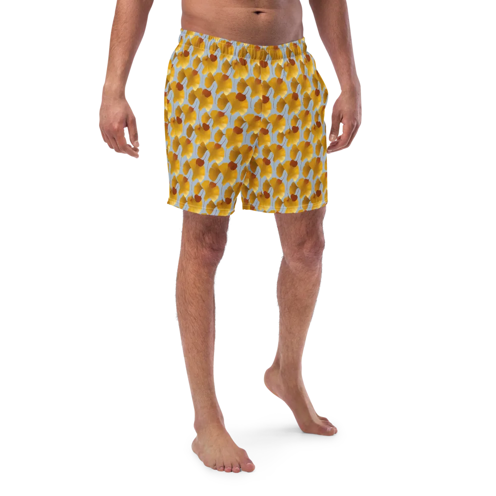 Golden Fan on Swim Trunks — Front
