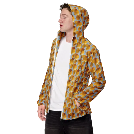 Golden Fan on a Men's Windbreaker