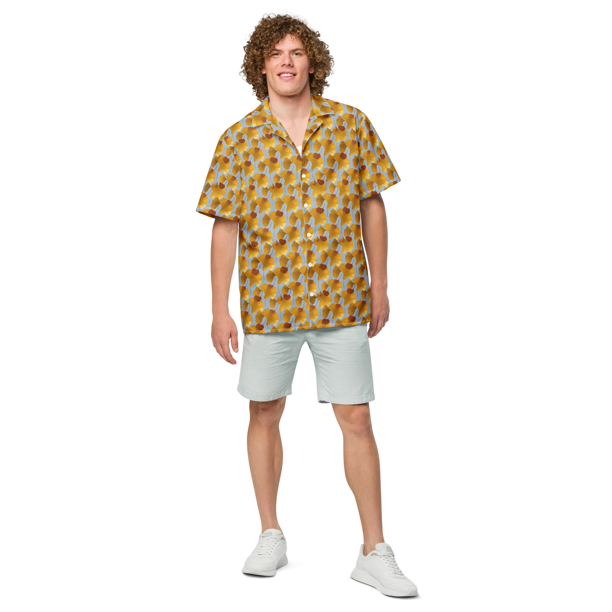 Golden Fan on Button Shirt — Front