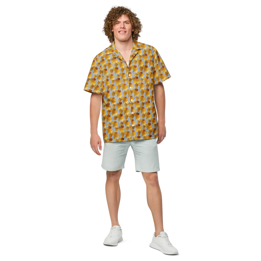 Golden Fan on Button Shirt — Front