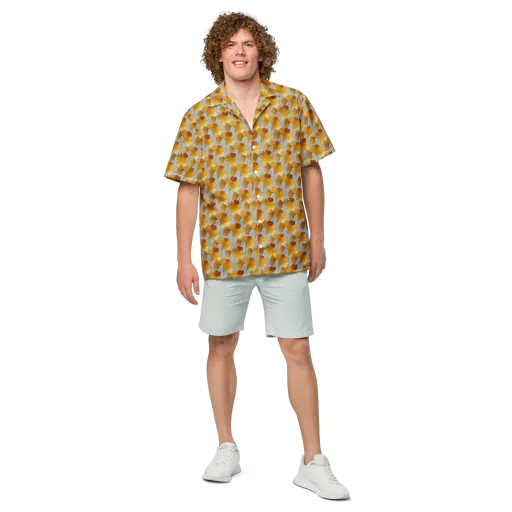 Golden Fan on a Button Shirt