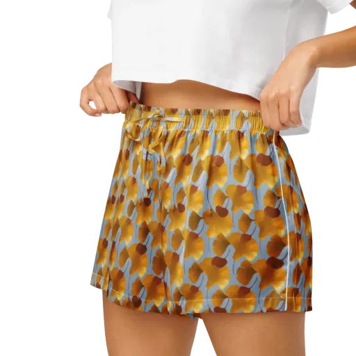 Golden Fan on a Women's Pajama Shorts