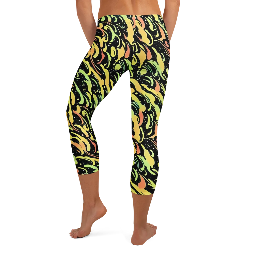 Blacklight Drift on Capri Leggings — Back