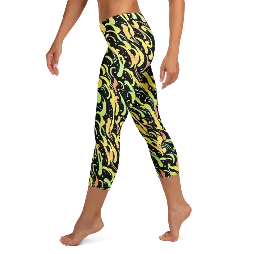 Blacklight Drift on a Capri Leggings