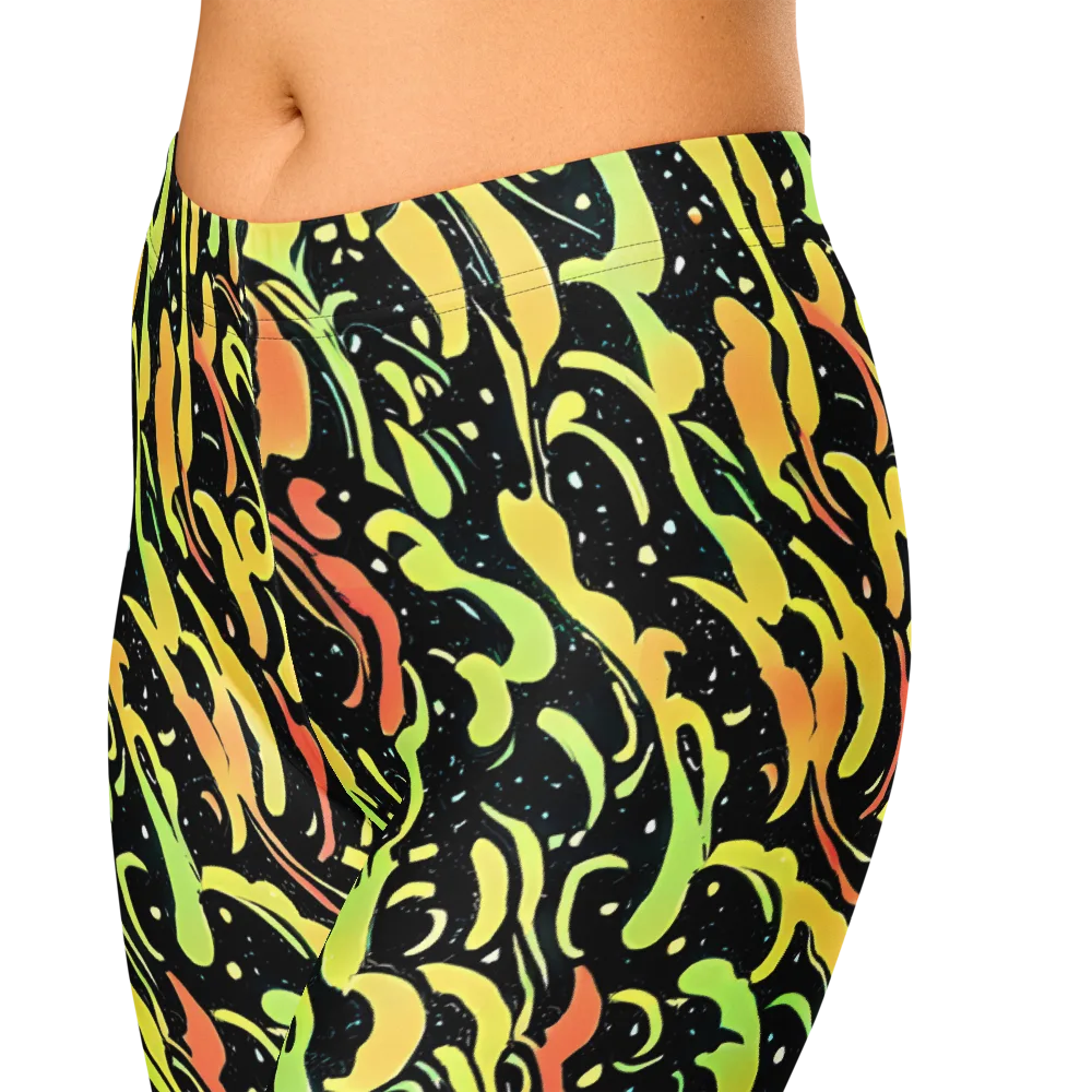 Blacklight Drift on Capri Leggings — Zoomed-in