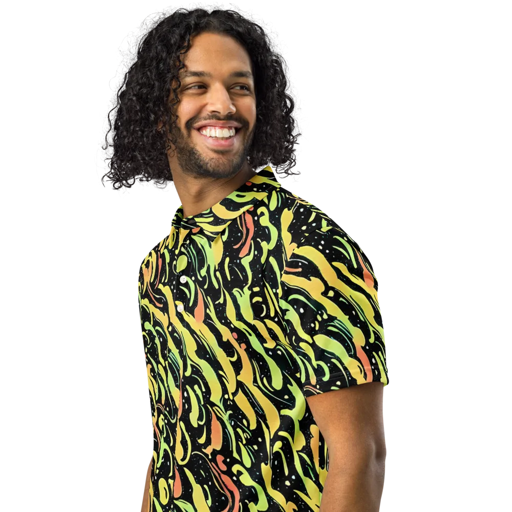 Blacklight Drift on Men's Slim Fit Polo Shirt — Left Front