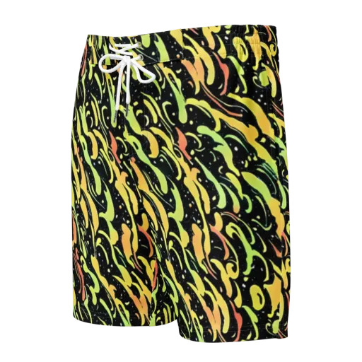 Blacklight Drift on a Men's Board Shorts