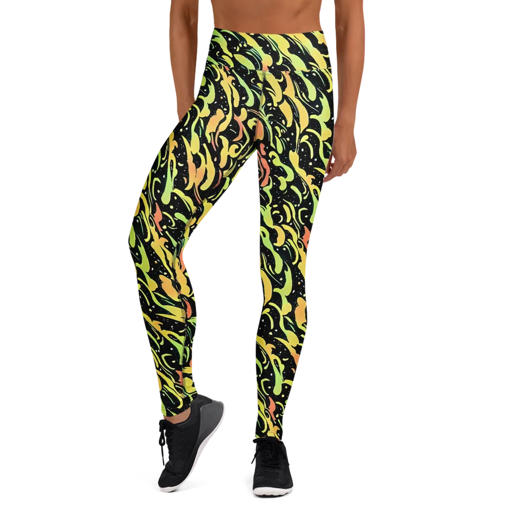 Blacklight Drift on Yoga Leggings — Front