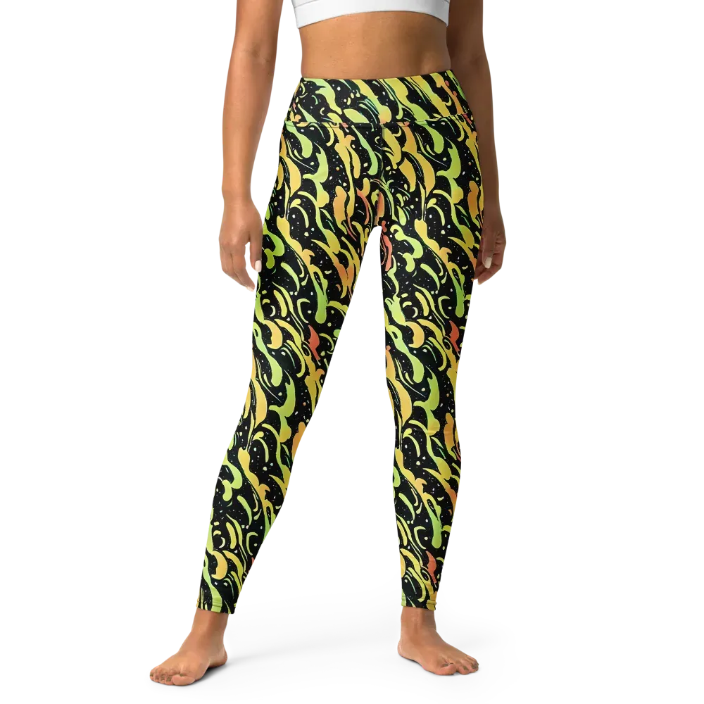 Blacklight Drift on Yoga Leggings — Front