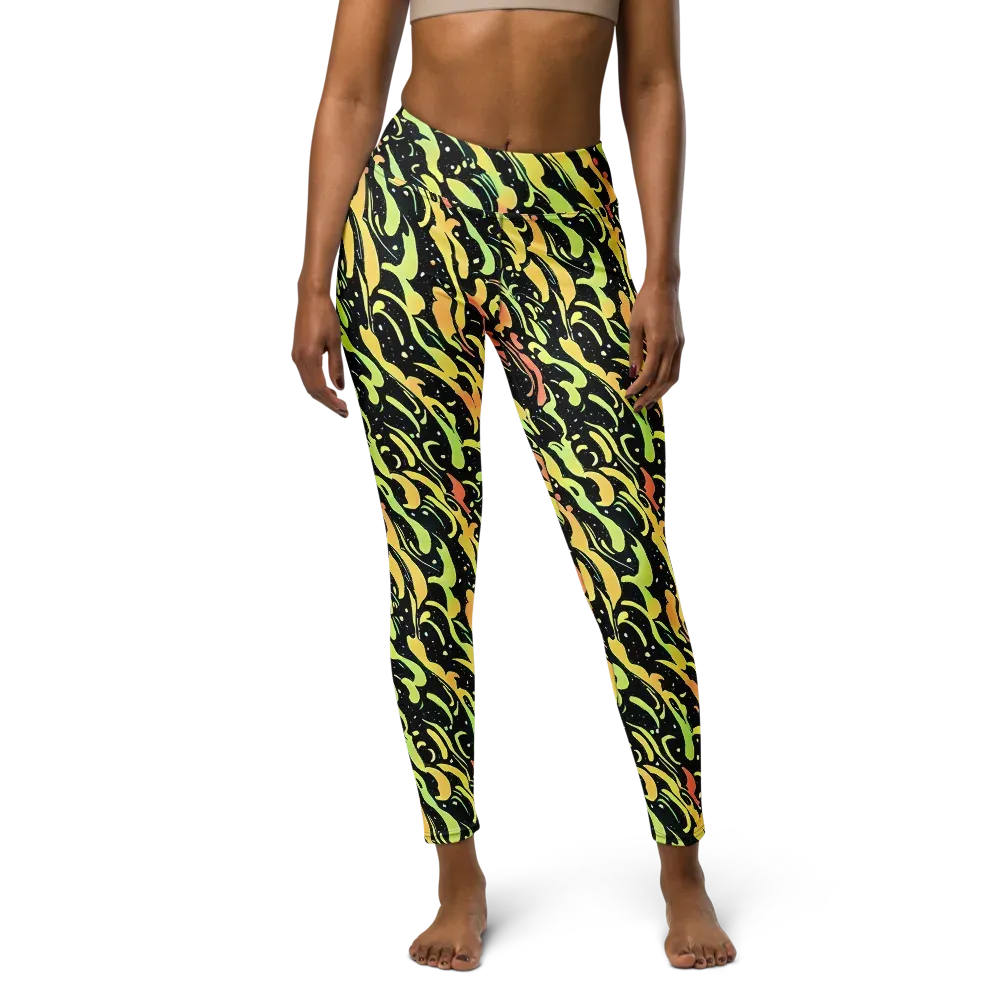 Blacklight Drift on Yoga Leggings — Front