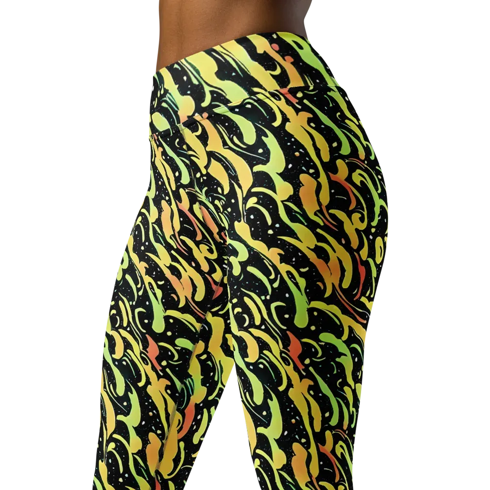 Blacklight Drift on Yoga Leggings — Left Front