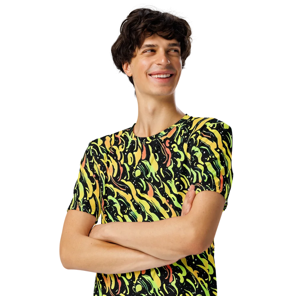 Blacklight Drift on Men's Crew Neck T-Shirt — Left Front