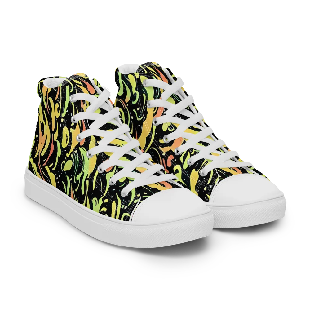 Blacklight Drift on Men's High Top Canvas Shoes — Right Front