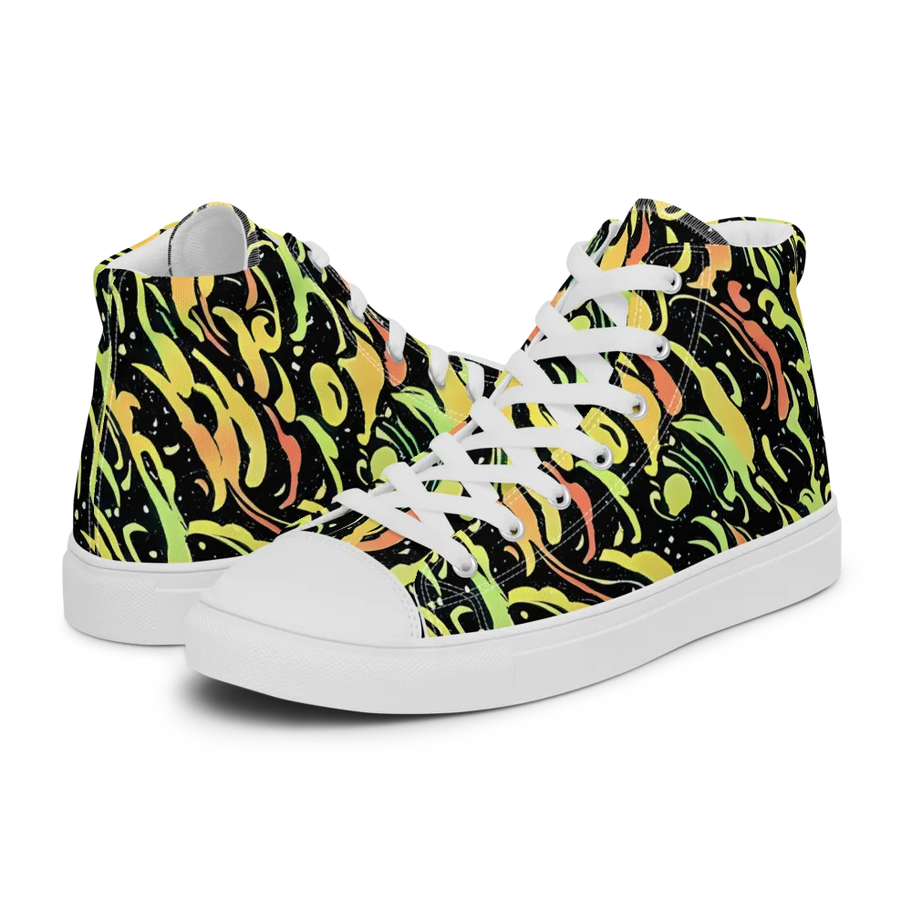 Blacklight Drift on Men's High Top Canvas Shoes — Left