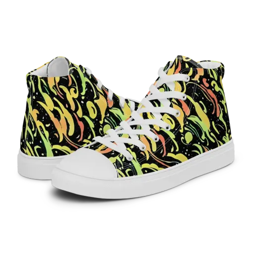 Blacklight Drift on a Men's High Top Canvas Shoes