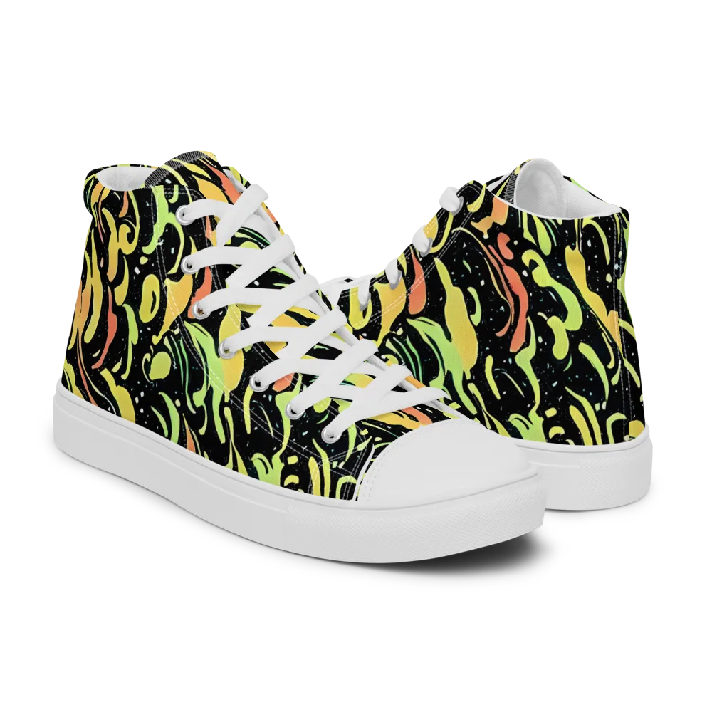 Blacklight Drift on Men's High Top Canvas Shoes — Right