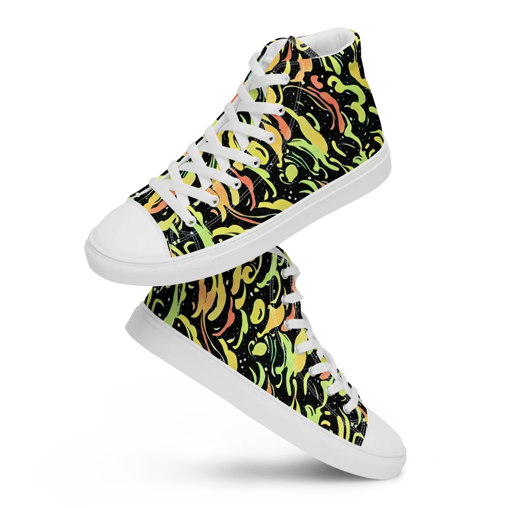 Blacklight Drift on Men's High Top Canvas Shoes — Front