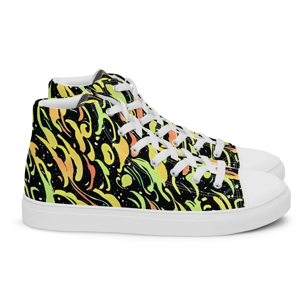 Blacklight Drift on Women's High Top Canvas Shoes — Right